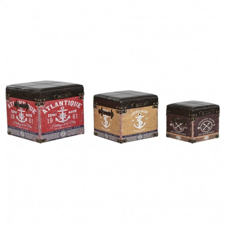 Set of decorative boxes Home ESPRIT Brown Multicolour Polyurethane Wood Vintage