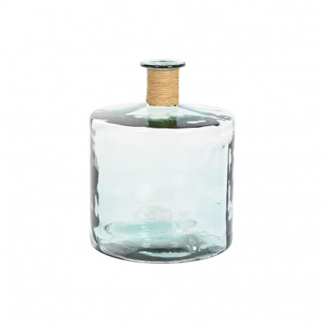 Vase Home ESPRIT Transparent Rushes Recycled glass Natural 35 x 35 x 45 cm