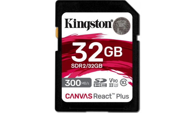 Kingston mälukaart SDHC 32GB Canvas React Plus UHS-II U3 V90