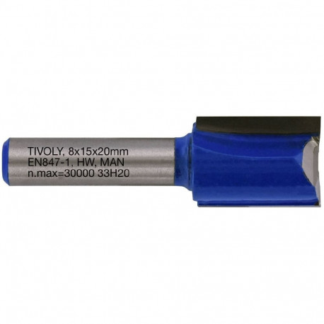 Straight slot cutter, 15x8 mm, 8mm shank