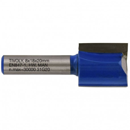 Straight slot cutter, 18x8 mm, 8mm shank