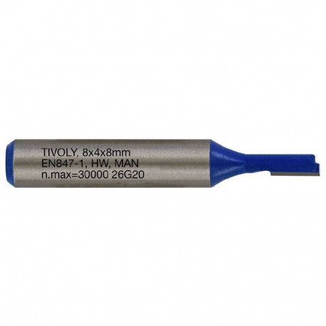 Straight slot cutter, 4x8 mm, 8mm shank