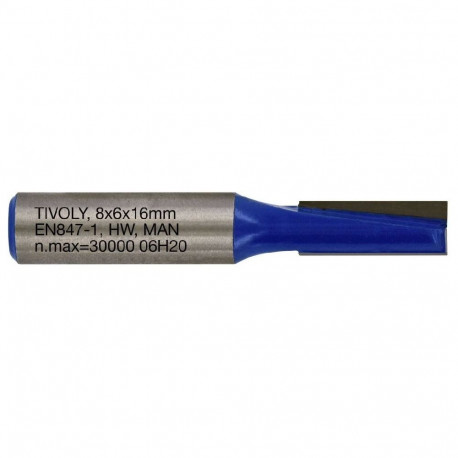 Straight slot cutter, 6x8 mm, 8mm shank