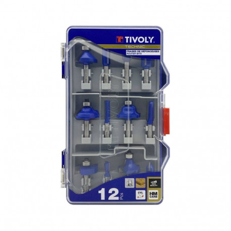 Router bit set, different shapes, 8mm shank, 12 pcs