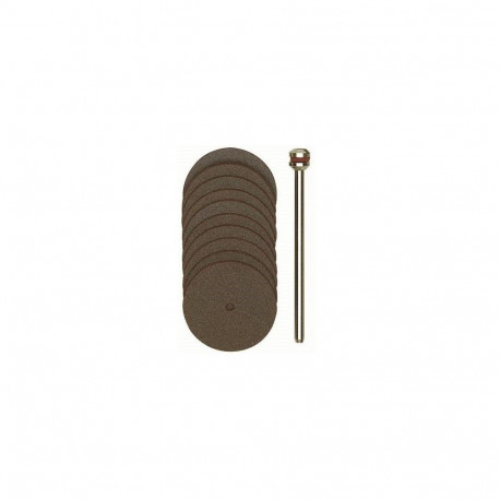 Corundum cutting discs, 22 mm, 10 pcs. + arbor