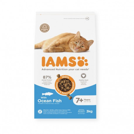 Complete dry feed IAMS CAT Senior 7+ Ocean Fish 3kg for senior cats