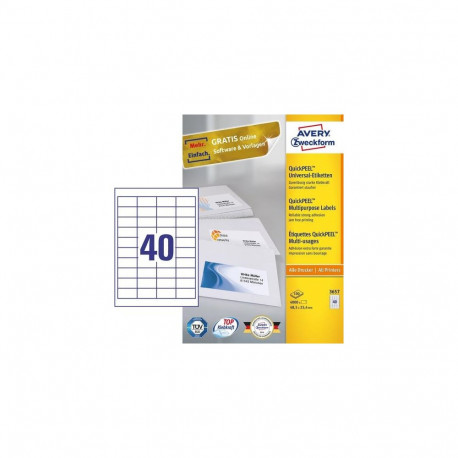 Avery 3657 self-adhesive label Rectangle Permanent White 4000 pc(s)