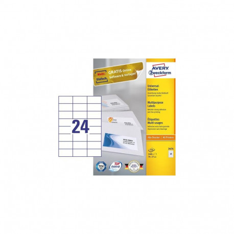 Avery 3474 self-adhesive label Rectangle Permanent White 2400 pc(s)