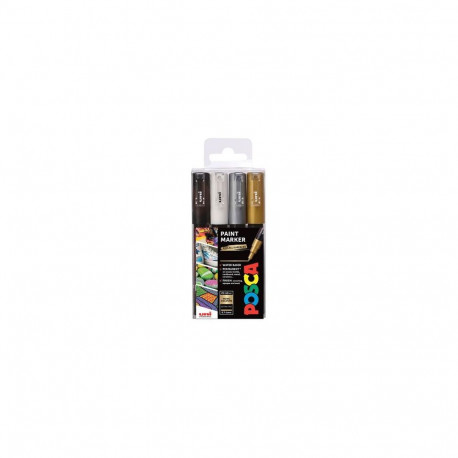 POSCA PC-1M Black, Gold, Silver, White 4 pc(s)