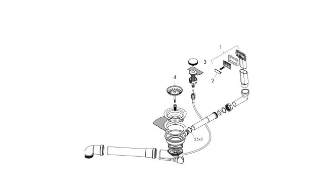 Siphon with bottom valve and overflow set D16-11 Hansgrohe 43937000