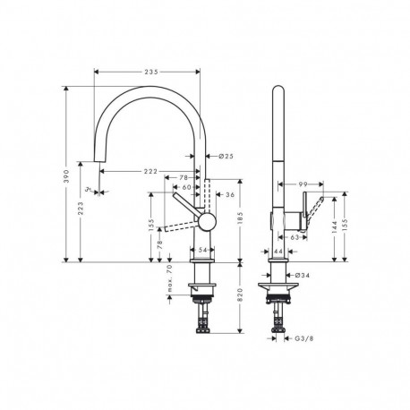 Hansgrohe Talis M54, 72804800, roostevabast terasest köögisegisti