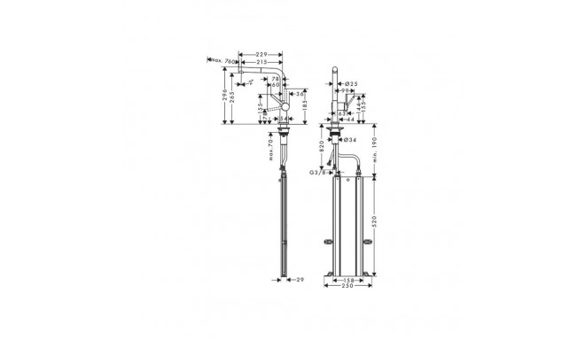 Hansgrohe 72809670 köögisegisti voolikuga