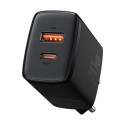 Baseus kompaktne laadija 1x USB-A 1x USB-C 3A (CCXJ-B01)