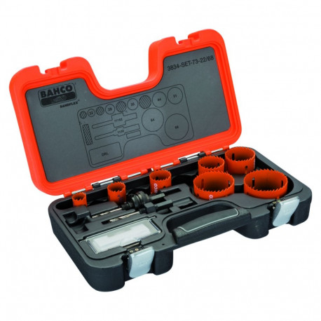 Bi-Metal holesaw set 22-68mm + 2 arbors, 10 pcs