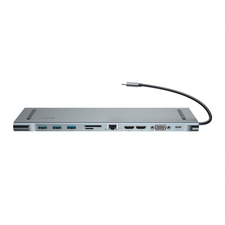 Baseus CATSX-G0G 10in1 Dock Station For MacBook / 2 x HDMI / 3 x USB 3.0 / USB-C / RJ45 / SD / Micro