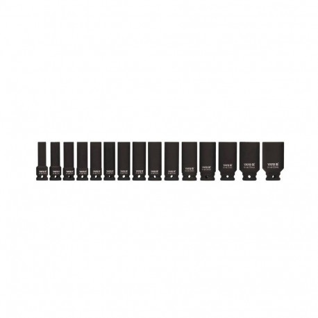 Impact sockets YT. 15 pieces 1/2" length 1055 10-32mm
