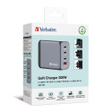 Verbatim GNC-200 GaN laadija 200W 2 x USB-C PD 100W / 1 x USB-C PD 65W / 1 x USB QC 3.0 (EU/UK/US)