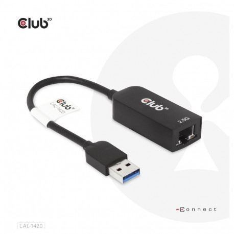 CLUB3D USB 3.2 Gen1 Type A–RJ45 2.5Gbps adapter