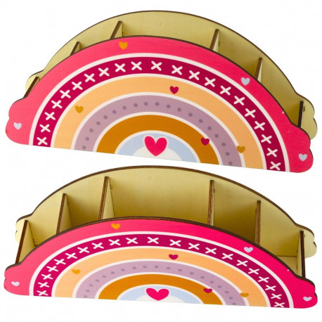 puidust laste kirjutuslaua korraldaja vikerkaar roosa