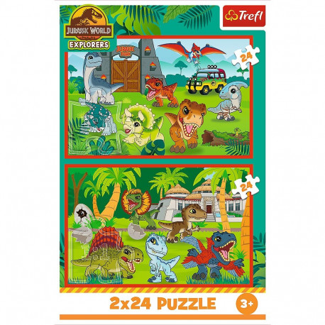 Puzzle - 2x24 - väikesed dinosaurused - Universal Jurassic World - Trefl 34437