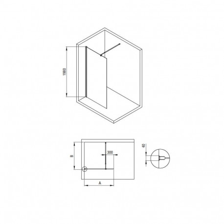KERRIA PLUS SHOWER WALL. WHT/TRA NERO120