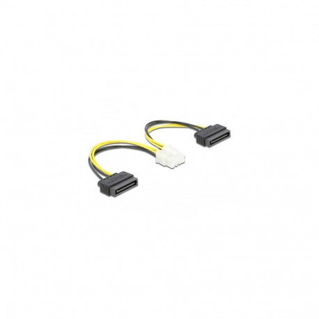DeLOCK Power cable 2 x 15 pin SATA plug to 8 pin EPS male 15 cm