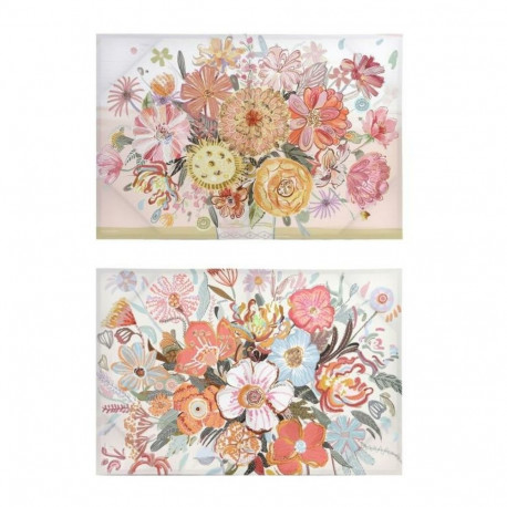 Kangas DKD Home Decor Kwiaty (2 Ühikut) (90 x 3 x 60 cm)