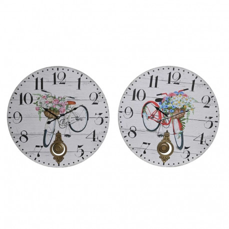Seinakell DKD Home Decor Jalgratas Metall Mitmevärviline Puit MDF (2 Ühikut) (58 x 4 x 58 cm)