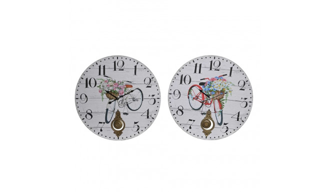 Wall Clock DKD Home Decor Bicycle Metal Multicolour MDF Wood (2 Units) (58 x 4 x 58 cm)