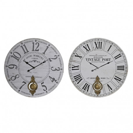 Seinakell DKD Home Decor Must Metall Valge Vintage Puit MDF (58 x 8 x 58 cm) (2 Ühikut)