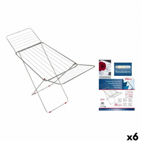 Kokkupandav Pesukuivatusrest 18 m Confortime Hibisco Hõbedane Metall 180 x 55 x 109 cm (6 Ühikut)