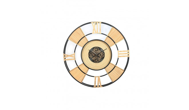 Wall Clock Home ESPRIT Black Natural Metal Rattan 100 x 9 x 100 cm