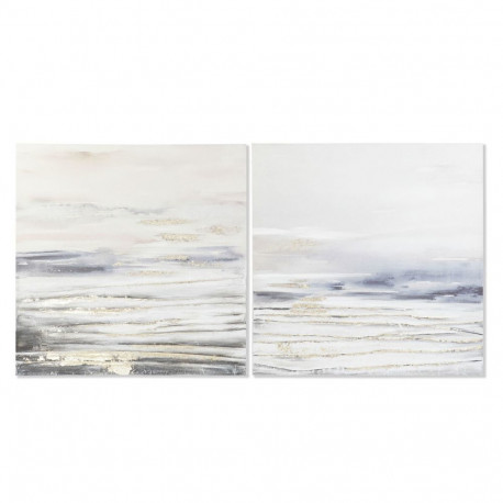 Maal DKD Home Decor Sinine Hall Abstraktne Kaasaegne 90 x 3,7 x 90 cm (2 Ühikut)
