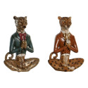 Dekoratiivkuju DKD Home Decor Sinine Pruun Kuldne Leopard 16 x 9,5 x 23 cm (2 Ühikut)