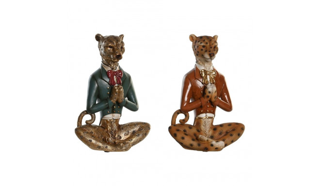 Decorative Figure DKD Home Decor Blue Brown Golden Leopard 16 x 9,5 x 23 cm (2 Units)