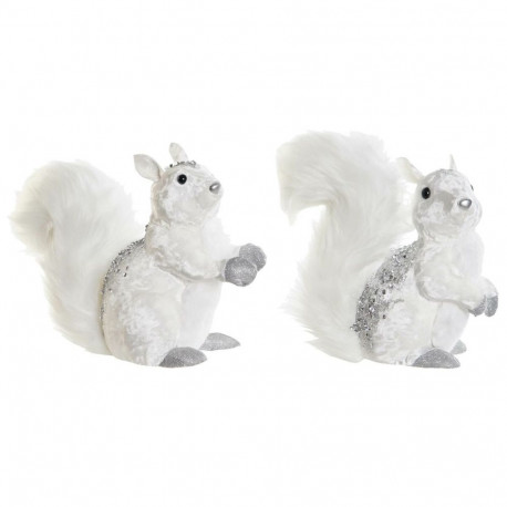 Christmas bauble DKD Home Decor White Squirrel 22 x 11 x 22 cm (2 Units)