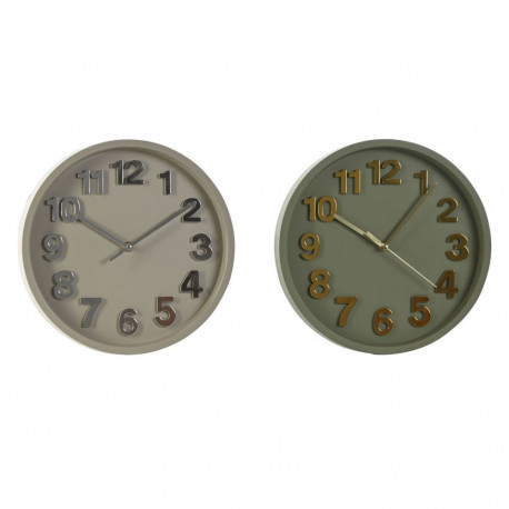 Wall Clock Home ESPRIT Green Grey PVC Urban 30 x 4 x 30 cm (2 Units)