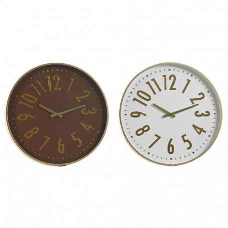 Wall Clock Home ESPRIT White Brown Golden PVC 45 x 4 x 45 cm (2 Units)