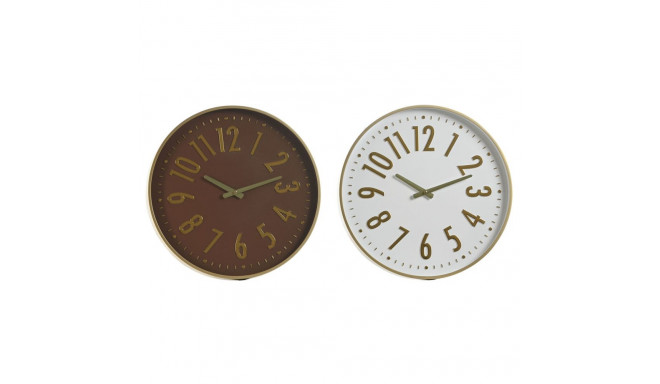 Wall Clock Home ESPRIT White Brown Golden PVC 45 x 4 x 45 cm (2 Units)