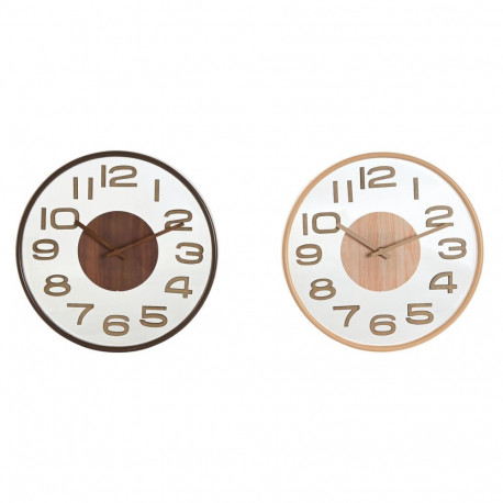 Wall Clock Home ESPRIT Brown Natural PVC Wood 30 x 4,7 x 30 cm (2 Units)