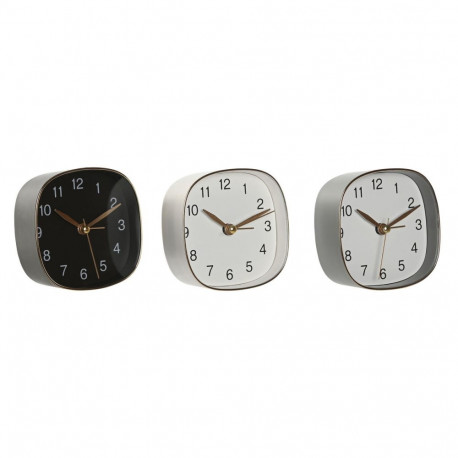 Table clock Home ESPRIT White Black Grey Golden Modern (3 Units)