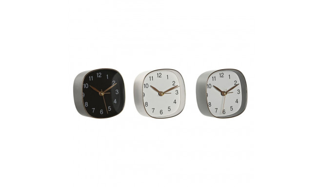 Table clock Home ESPRIT White Black Grey Golden Modern (3 Units)