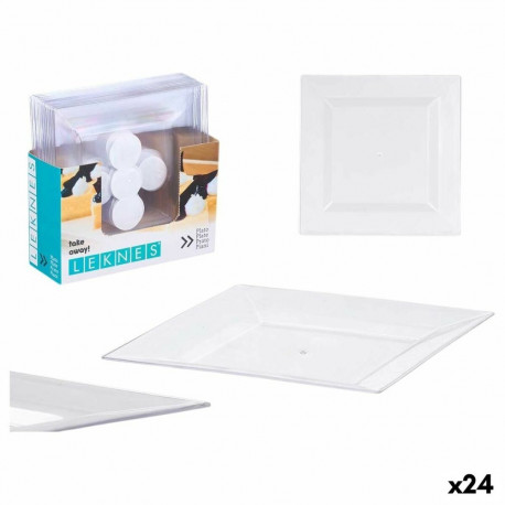Plate set Leknes CK80668-2-T CK80668-2-T Transparent polystyrene Plastic 20,3 x 1,5 x 20,3 cm (24 Un