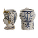 Lillepott Home ESPRIT Sinine Valge Kuldne Portselan 15 x 15 x 26 cm (2 Ühikut)