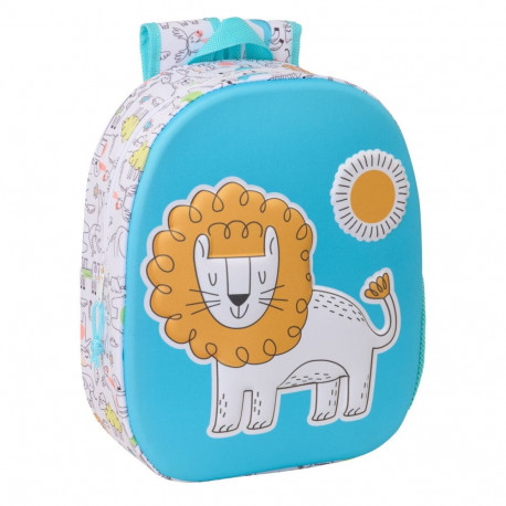 Laste seljakott Safta Sinine Valge 27 x 33 x 10 cm 3D