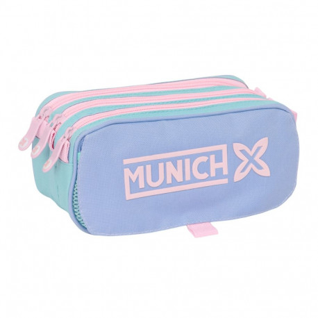 Kolme tõmblukuga pliiatsikarp Munich Mellow Sinine Roosa Taevasinine 21,5 x 10 x 8 cm