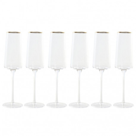 Set of cups Home ESPRIT Transparent Golden Crystal 400 ml (6 Units)