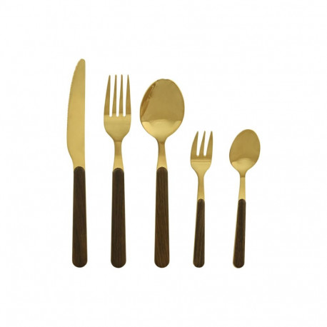 Cutlery Home ESPRIT Brown Golden Stainless steel ABS 17 x 7 x 24 cm 20 Pieces