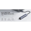 Cudy UH605 USB-C 5-in-1 Hub Gigabit LAN 3x USB-A 3.0 Power Input Aluminum Grey