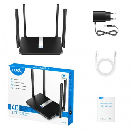 Cudy LT500 AC1200 4G LTE Cat4 Router Dual Band WiFi SIM VPN Mesh External Antennas White